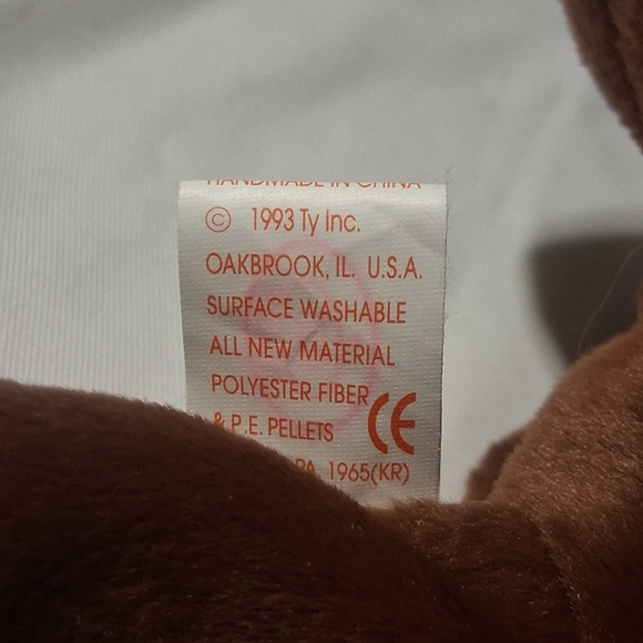 Vintage Chocolate The Moose Ty Beanie Babies Tag Protector 5thGen Retired - Picture 5 of 8